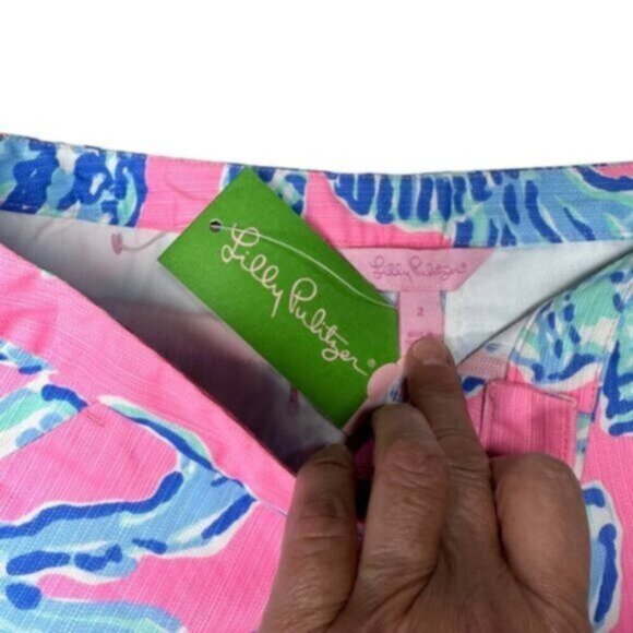 NWT Lilly Pulitzer | Pink & Blue Pout Barefoot Princess Adie Shorts Size 2 - Picture 6 of 12